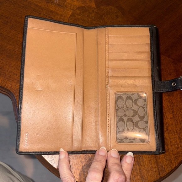 Coach Continental Vintage long wallet leather Black buckle front & back openi - Picture 7 of 13